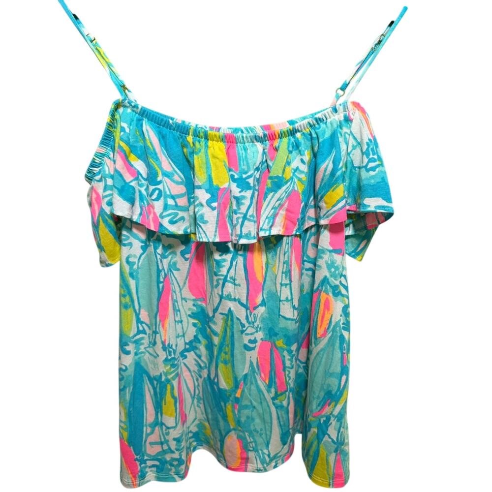 Lilly Pulitzer Tamiami Top NWT Off Shoulder Ruffle You Gotta Regatta Sailboat M